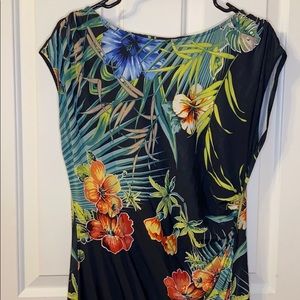 Wallis black & green floral print dress